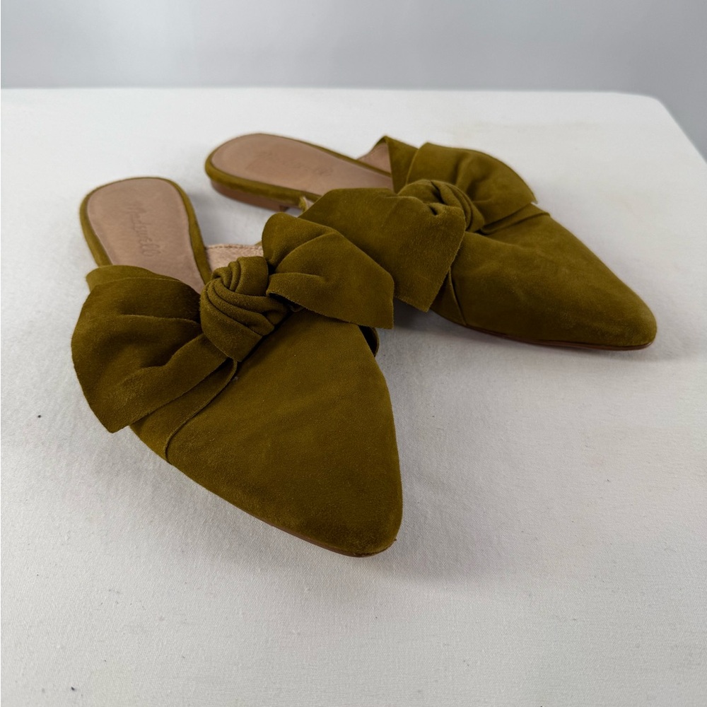 Madewell The Remi Bow Suede Mule in Spiced‎ Olive Green Size 8.5 - Picture 2 of 7